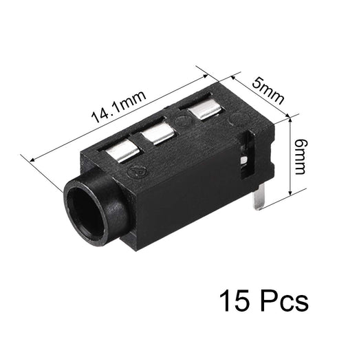 uxcell 3.5 mm Audio Jack Connector PCB Mount Female Socket 4 Pin PJ-320A, 15pcs