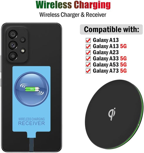 External Type-C Wireless Charging Receiver for Samsung Galaxy A13 A23 A33 A53 A73 5G with Charger