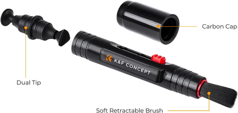 K&F Concept Lens Cleaning Pen with Soft Brush, Double-Sided Carbon Head for Camera Lens, Optical Lens, Glasses, Cosmos/Valve Index /PS4 PS5 VR Headset, Drone Dust and Fingerprint Cleaning