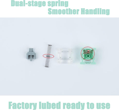 Kutethy X Gateron Jade Series Dual-Stage Spring Pre Lubed Switches Silver V3 Pro, 3-Pin 45gf Linear/RGB/LED Switches