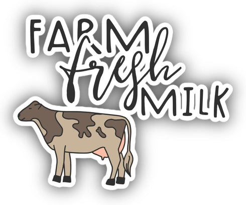 Generic Farm Fresh Milk Sticker Cute Cow Farm Vinyl Decal, Rustic Dairy Design
