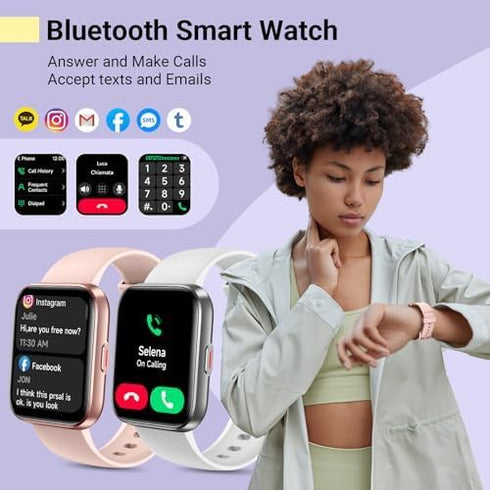 Smartwatch for Women, 1.8'' Fitness Tracker with Alexa, Call Alerts, Heart Rate Monitor, 120 Sports Modes