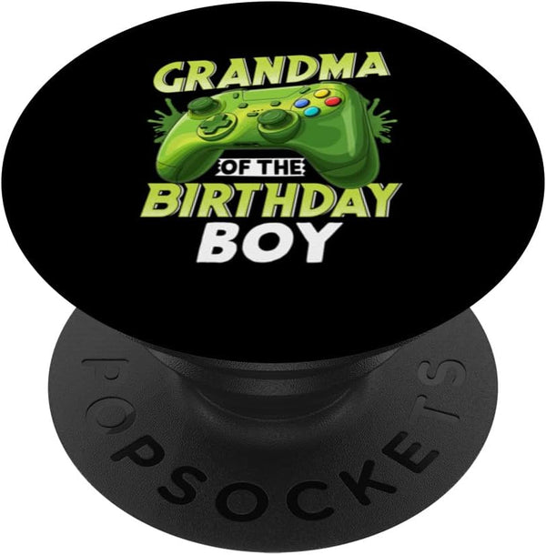 Gaming Birthday Boy Crew Grandma of The Birthday Boy Gaming Bday Party PopSockets Adhesive PopGrip