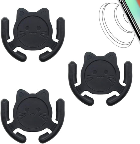 Multi-Surface Holder Car Mount 3 Pack for PopSocket Grip Holder, Cute Cat Strong Adhesive Sticky Pad (Black)