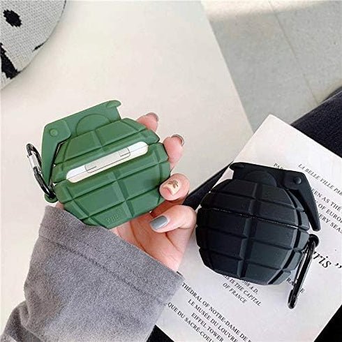 Silicone Case Compatible for Apple Airpods Pro, Funny Cute Retro Design Cover, Grenade Green