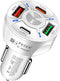 4 Port USB C Car Charger Adapter with LED Light, Quick Charge Type C/PD 20W/QC 3.0 for iPhone 14 13 12 S22 S21 (White)