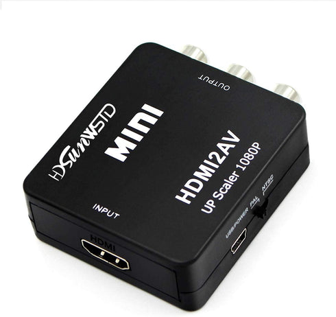 HDMI to RCA 1080P Converter Adapter, HDMI to AV 3RCA Composite Video Audio with USB Charge Cable (Black)