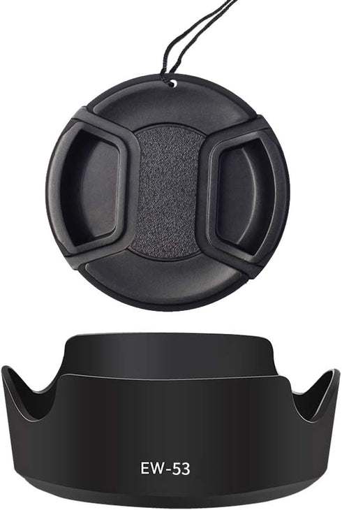 EW-53 Lens Hood and 49mm Lens Cap - Compatible for Canon M50II M50 M6 kit EF-M 15-45mm F/3.5-6.3 Lens