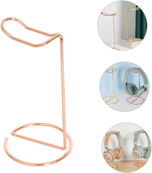 Headset Simple Headphone Stand, Desktop Speaker Stand Accessory, Earphone Supporting Hanger Iron Rose Gold