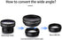 Phone Camera Lens, Professional Attachment Universal Clip on Cell Phone Photography Kit, 0.45X Wide Angle 12.5X Super