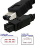 AYA FireWire Cable 3Ft (3 Feet) IEEE-1394b 9pin-6pin 800/400Mbps for Windows, Mac, Sony iLink