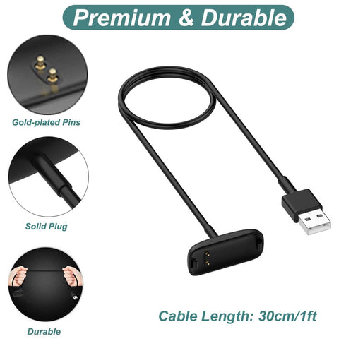 Kissmart Inspire 3 Charger, Replacement USB Charging Cable for Fitbit Inspire 3 (1ft/30cm)