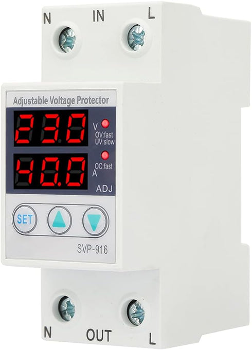Intelligent 230V AC Current Protector 63A, Adjustable Over-Voltage Under-Voltage Single Phase Protective Device