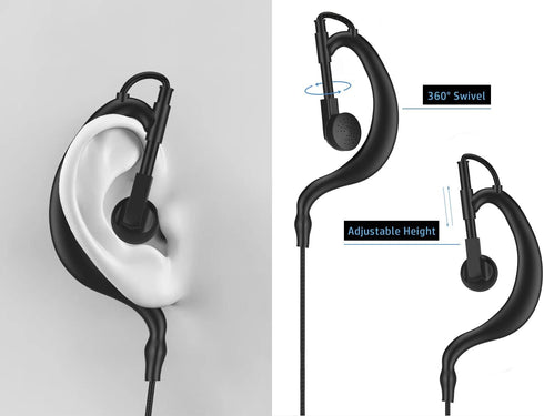 2 X Clip Ear Earpiece Headset for Uniden Radio GMR1038-2 GMR1058-2CK GMR2240-2CK SX237-2CK SX329-2CKHS SX409-3VP SX507-2CKHS Walkie Talkie Ear Hook with Mic PTT 2.5mm 1-pin