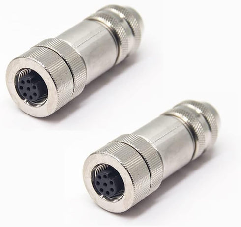 2 Pcs M12 8 Pin Female Connector Straight Aviation Plug, Waterproof, Assemble Type Plug, IP67