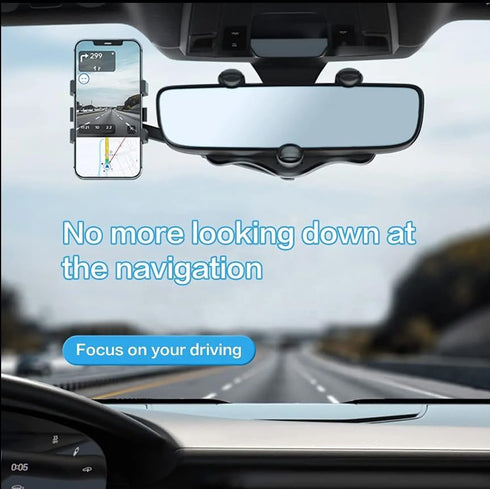 Rearview Mirror Magnetic Phone Holder, Rotatable & Retractable Car Phone Holder Mount, 2024 Upgraded 360° Pro Clip