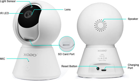 XODO Wireless Security Camera, E6 IP 1080P HD Indoor WiFi Camera for Home Security, Baby Monitor, Night Vision