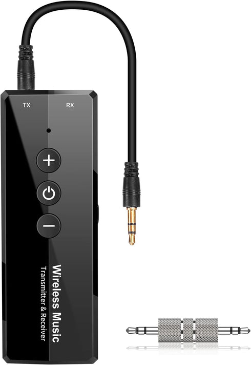 Upgraded Bluetooth 5.3 Transmitter Receiver, Audio Adapter for Airplane/TV/Car, Low Latency, 3.5mm Jack, Pair 2