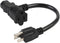 2 Feet/0.6M Nema 5-15P Male to C13/Nema 5-15R Piggyback Power Cord, UL CUL SJT 14AWG 3C