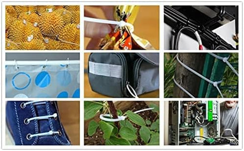 1000 Pcs White Zip Ties, Reusable Small Clear Self-Locking Nylon Cable Ties for Home Office Workshop (3x100mm)