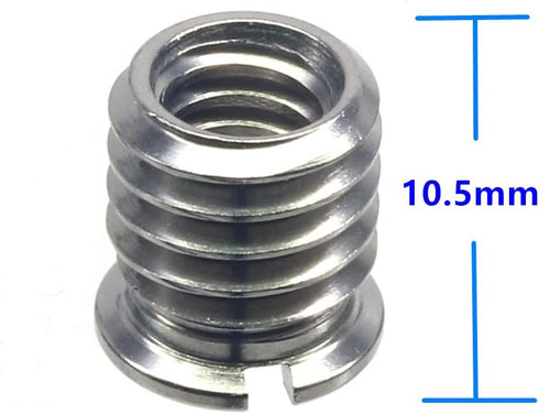 Stainless Steel 1/4"-20 Female to 3/8"-16 Male Convert Screw Adapter, 2 Pieces, 10.5mm Height