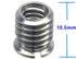 Stainless Steel 1/4"-20 Female to 3/8"-16 Male Convert Screw Adapter, 2 Pieces, 10.5mm Height