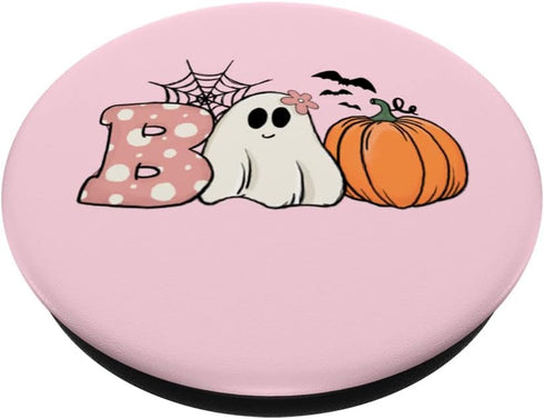 Pink Halloween Boo Hippie Ghost Pumpkin Cute Pastel Vibes PopSockets Swappable PopGrip
