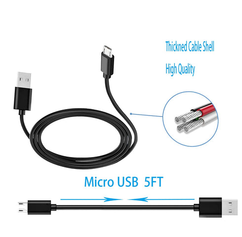 USB Micro Charger Cable for BlueParrott B350-XT, B450-XT, S450-XT, 5FT Wireless NC Bluetooth Headset Adapter