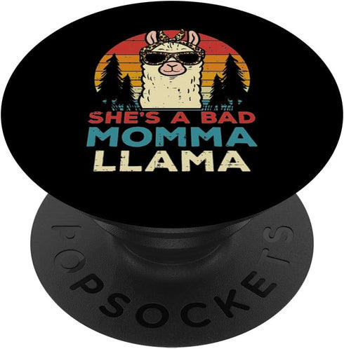 Bad Momma Llama Retro Alpaca PopSockets Standard PopGrip for Mothers Day Mom Mama Women