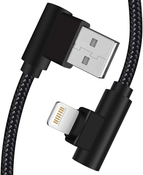 MFi Certified iPhone Charger 3 Pack - 3ft Right Angle Nylon Braided Lightning Cable for iPhone 13, 12, 11, Pro, X, XS,