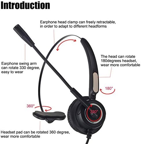 TRIPRO 4 Pin RJ9 Telephone Headset for Landline Desk Phones (H510-RJ)