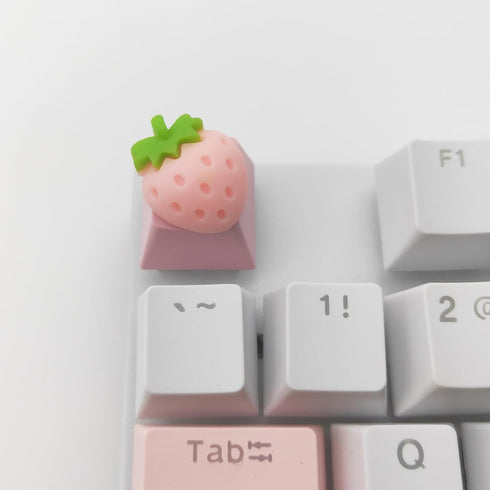Personalized Cute Cartoon Transparent Keycap, Handmade OEM Profile Keycap for Mechanical Keyboard MX Switch (Strawberry)