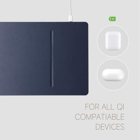 POUT H3 PRO Qi Wireless Charging Mouse Pad Mat - Charges MacBook, iPhone, Airpods, Samsung Galaxy, Dust Gray