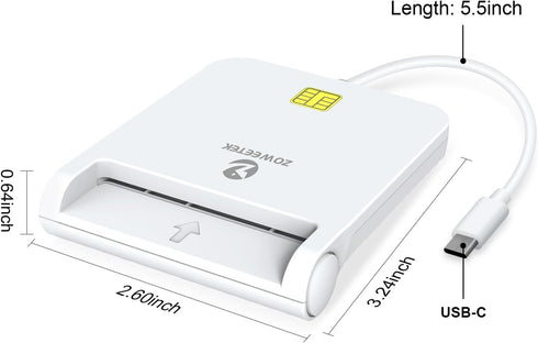 ZOWEETEK CAC Reader Military, USB C CAC Reader for Mac OS/Windows/Linux, Compatible with Military Common Access Card