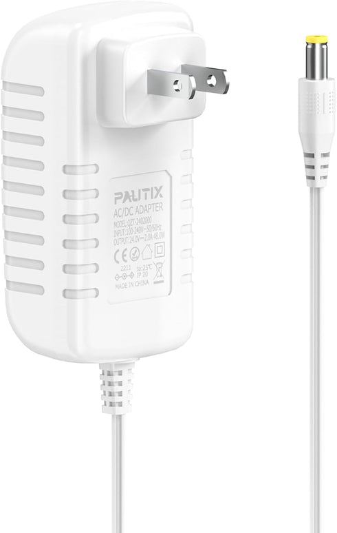 PAUTIX 24V DC Power Supply Adapter 2A 48W AC to DC Converter with 5.5 x 2.1mm US Plug for LED Strip, CCTV