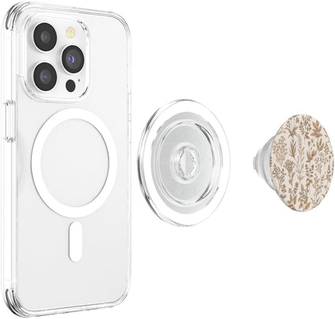 Vintage Herbs & Flowers Phone Popper Vintage Herbs & Flowers Brown & Beige Botanical Pattern PopSockets PopGrip