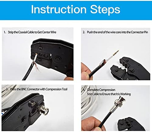 VFLTOOL 20PCS BNC Compression Connector 75 Ohm Coupler with Copper Pin for RG58-59 Crimper Video Plug Extension Coaxial