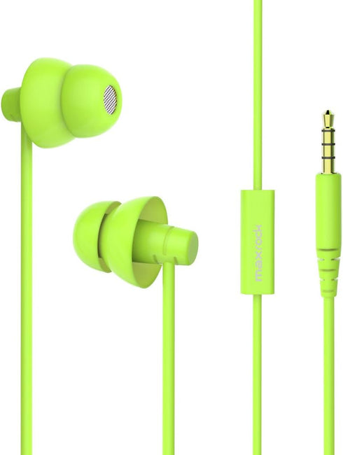 MINi5 Comfort-fit Wired Headphones with Mic, Cellphone Earbuds with 3.5mm Jack (Green)