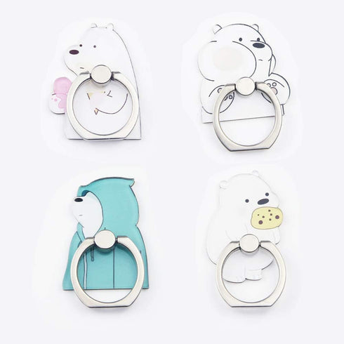 4-Pcs Cute Phone Ring Holder Stand, Bear Panda Mobile Phone Stand Holder, 360 Rotation Finger Ring Grip Mount for