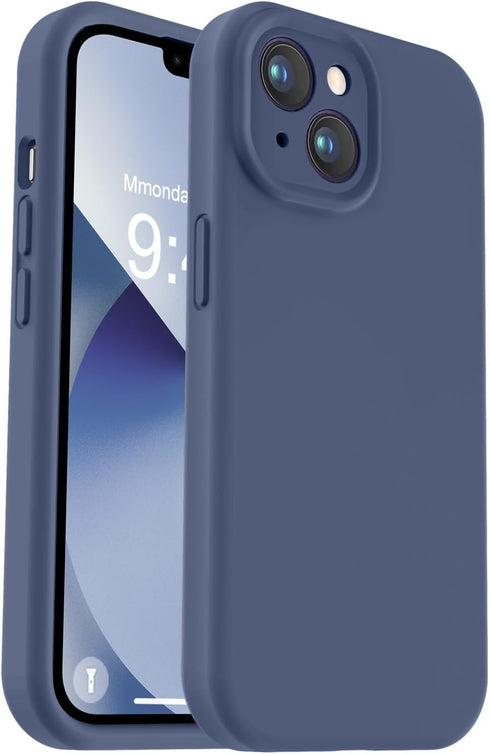 Vooii iPhone 13 Case - Navy Blue, Liquid Silicone, Shockproof, Camera Protection, Soft Anti-Scratch Microfiber Lining,