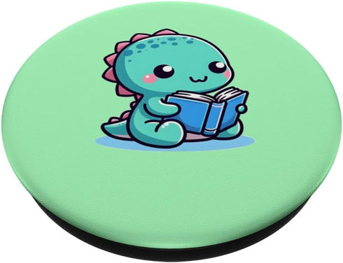 Cute Dinosaur Reading Book PopSockets Standard PopGrip
