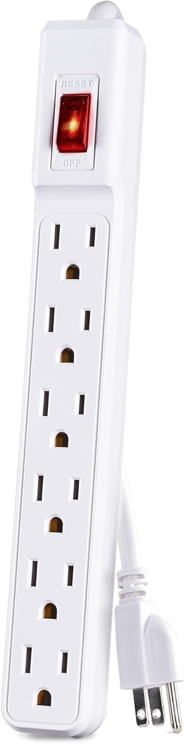 CyberPower GS60304 Power Strip, 6 Outlets, 3 Foot Power Cord, White