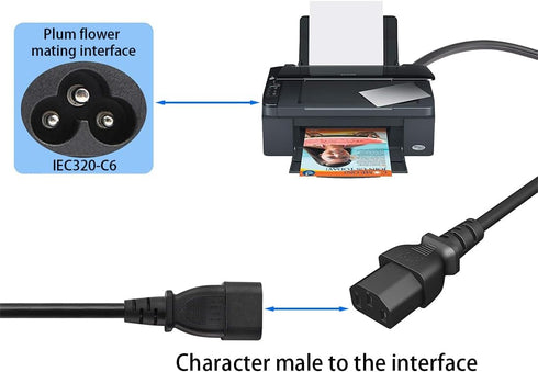 TEWOXIN 0.3M C14 C5 250V 10A, (0.3M C14 C5 IEC to Power Cord, for Laptop Power Supply, Monitor, Printer and More