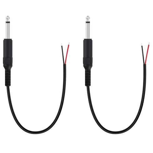 Fancasee 2 Pack Replacement 6.35mm Male Plug to Bare Wire Open End TS 2 Pole Mono Audio Cable for Repair