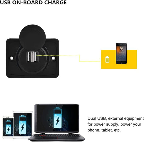 Marine 12v USB Car USB 3.1A Dual Black ABS Socket Outlet with LED Waterproof Car Accessories