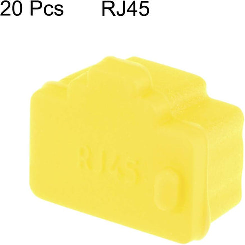 uxcell 20pcs RJ45 Silicone Protectors - Ethernet Hub Port Anti Dust Cap Cover, Yellow