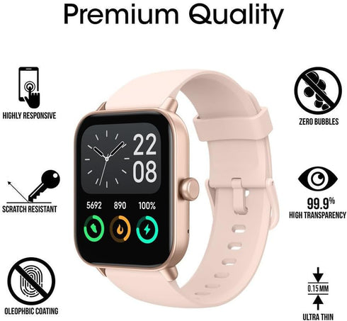 6 Pack Compatible with Tensky IDW19 1.8” Smart Watch Screen Protector Film for Hoowel IDW19 1.8 Inch Smartwatch Screen Protectors Foils Screen Cover Crystal Clear HD Anti-Scratch