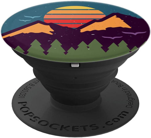 Retro Sunset Pine Trees & Mountain Scene PopSockets Adhesive PopGrip for Phone