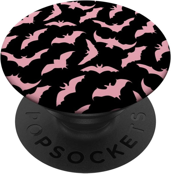 Retro Spooky Creepy Witch Bats Gothic Goth Black Pink PopSockets Standard PopGrip