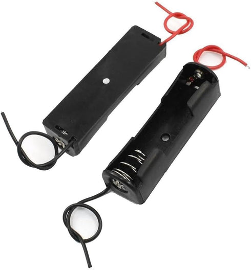 WAYLLSHINE 3Pcs 1 1.5V 1 1.5V x AA Battery Spring Clip Black Plastic x AA Battery Case Holder Box Black Red Wire Leads